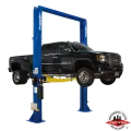 Heavy-duty GMC Denali HD truck raised on a Forward Lift DP15 2 post vehicle lift, ALI certified