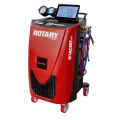 Rotary R3AC80 dual-gas ac machine recovery compatible with R134a and R1234yf, featuring touchscreen interface and multi-port manifold
