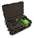 Rotary RAI Service Kit for R3AC Series Carts, includes foamed Pelican-style box, electronic scale, oil funnel, filter wrench, O-ring kit, empty 6L tank, weights, and adapters