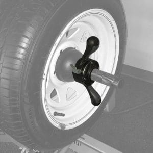 Rotary R155 Pro 3D Wheel Balancer in use on a vehicle wheel