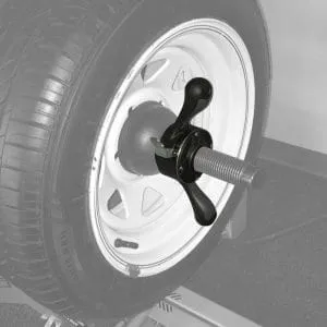 Rotary R155 Pro 3D Wheel Balancer in use on a vehicle wheel