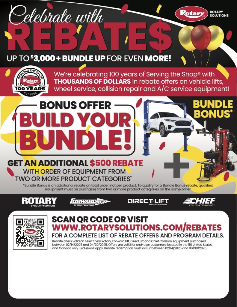 Rotary, Direct Lift and Forward Lift rebate promotional flyer