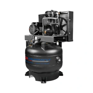 SEUSA CI51E31V commercial air compressor angled front view with vertical tank