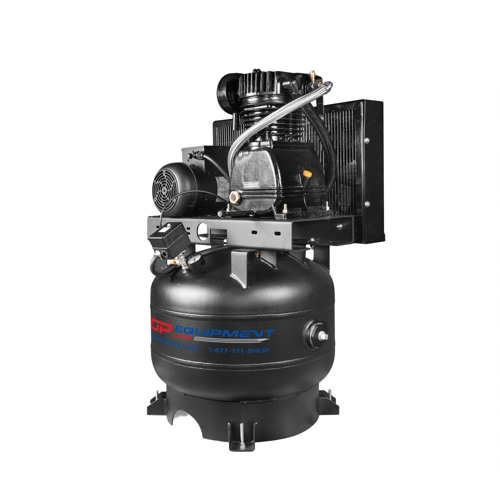 5 HP 30-Gallon Vertical Air Compressor | Two Stage | 16 CFM @ 175 PSI SEUSA-CI51E33V air compressor angled side view with vertical tank