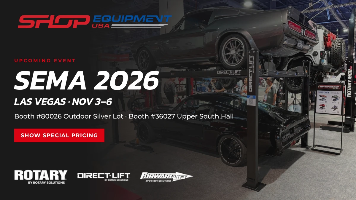 Automotive trade shows: SEMA 2026 Las Vegas with Shop Equipment USA at Rotary booths 80026 and 36027