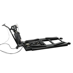 Forward Lift 6000MRL Mid-Rise Service Lift shown lowered, highlighting portable design and easy maneuverability for garage and workshop use.