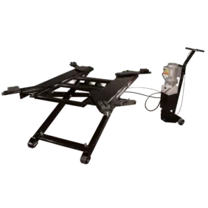 Forward Lift 6000MRL Mid-Rise Service Lift shown with power unit and stand, highlighting portable design and easy maneuverability for garage and workshop use.