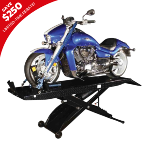 Direct Lift ALG1BKD Droptail Portable Motorcycle Lift - Heavy-duty, adjustable lift with droptail design, ideal for motorcycle maintenance and transport.