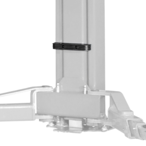 Forward Lift Door Bumper Kit TPB10-D1 (Pair) attached to an I10 lift, protecting vehicle doors during servicing.