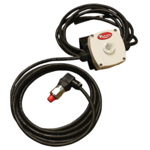 Rotary 110v LockLight Kit FA834 mounted on a lift showing indicator light and hydraulic adapters for improved safety and workflow.