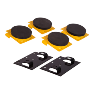 Rotary Polymer Pad Adapter Kit FJ6190YL installed on a two‑post lift showing polymer‑pad adapters and mounted rack for improved vehicle clearance.