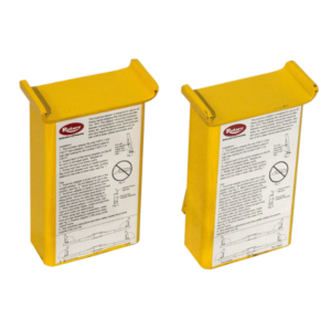 Rotary Flip Up Truck Adapter Kit FJ6212KITYL featuring four 7 3/8‑inch height extensions and rack installed on a two‑post lift for high‑clearance service.