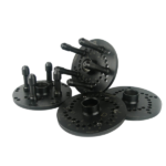 Rotary North American Flange Plate Kit HW200299409 with multi-pattern plates, removable pins, and storage stand. Perfect for Chrome-Clad and Lug-Centric wheels.