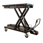 Rotary LT33A Hydraulic Table cart for heavy-duty, versatile lifting in automotive repair shops.