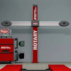 alignment machine – Rotary R1075 fixed-tower 3D wheel aligner with universal rack compatibility and mobile cabinet