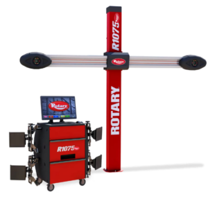 alignment machine – Rotary R1075 fixed-tower 3D wheel aligner with mobile cabinet and auto-adjusting cameras