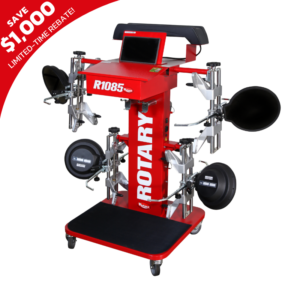 Rotary R1085 Pro 3D Wheel Aligner – Advanced 3D alignment system featuring a user-friendly interface, high-precision sensors, and mobile cart design for efficient wheel alignment services.