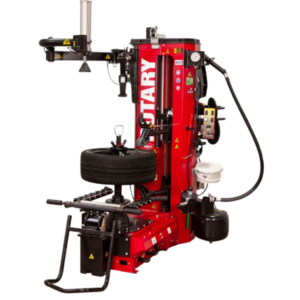 Rotary R1250 premium leverless tire changer with integrated robotic arms and touchscreen controls for precision and speed