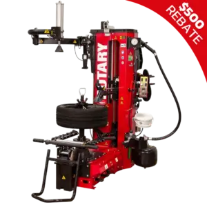 Rotary R1250 premium leverless tire changer with integrated robotic arms and touchscreen controls for precision and speed