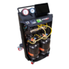 Front view of the Rotary R3AC80 A/C cart with open cabinet showing dual refrigerant tanks and internal components.