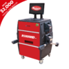 Rotary R5000HD Commercial Truck Wheel Alignment System featuring Bluetooth connectivity, dual sensor arms, and a high-resolution monitor, designed for precise heavy-duty truck alignments. Limited-time $2,000 rebate offer displayed.