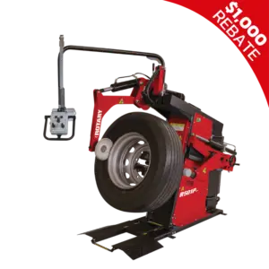 Rotary R501Plus heavy-duty tire changer for truck and bus tires, featuring joystick controls and hydraulic clamping