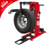 Rotary R560 Roadside Workshop Tire Changer designed for heavy-duty truck tires, featuring a vertical mounting arm and motorized base. Includes a limited-time $500 rebate promotion banner.