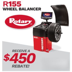 Rotary R155 Wheel Balancer with a $450 rebate offer