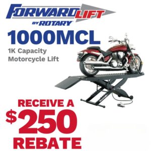 Forward Lift by Rotary 1000MCL 1K Capacity Motorcycle Lift with a $250 rebate offer