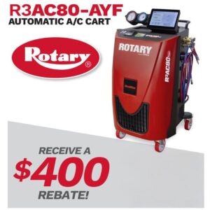 Rotary R3AC80-AYF Automatic A/C Cart with a $400 rebate offer