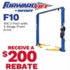 Forward Lift by Rotary F10 10K Two-Post Lift with 3-Stage Front Arms and a $200 rebate off