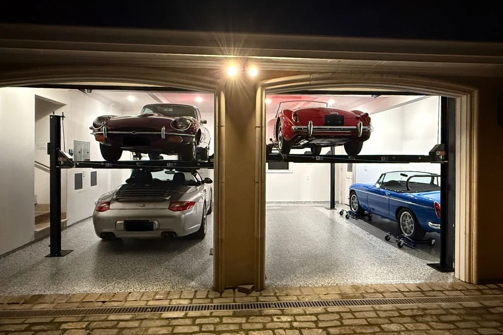 Garage concrete thickness for lift showing 6-inch reinforced slab meeting garage requirements for car lift