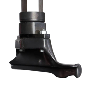 Rotary® R144i | High Performance Swing Arm Tire Changer Close-up of the R144i Tire Changer’s plastic mount/demount head, designed to protect wheels during tire service in high-volume or training environments.